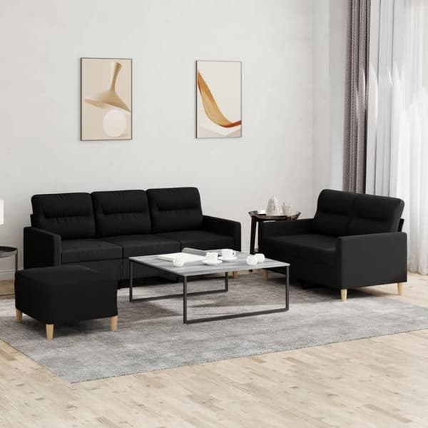 Maison Exclusive - Sæt af 3 sofaer med puder Sort Stof