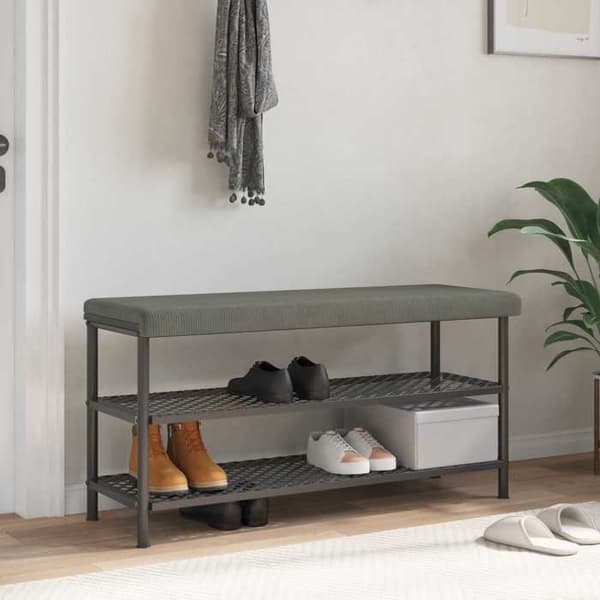Maison Exclusive - Bänk kuddar i grått ribbat sammet Djup 35 cm