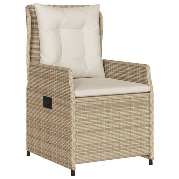Maison Exclusive - Trädgårdsset med matbord och kuddar 9 delar beige Poly rotting