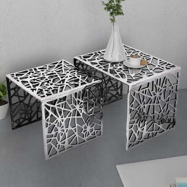 Maison Exclusive - Kvadratisk sidebord 2 dele Aluminium Sølv Silver