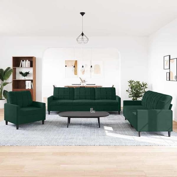 Maison Exclusive - Sæt af 3 sofaer med puder Mørkegrøn Velour