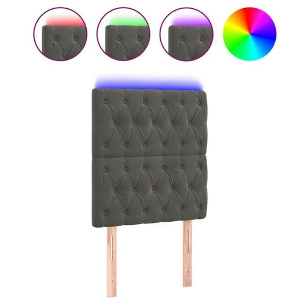 Maison Exclusive - LED-päätyharso Tummanharmaa 80x7x118/128 cm Sametti Mörkgrå