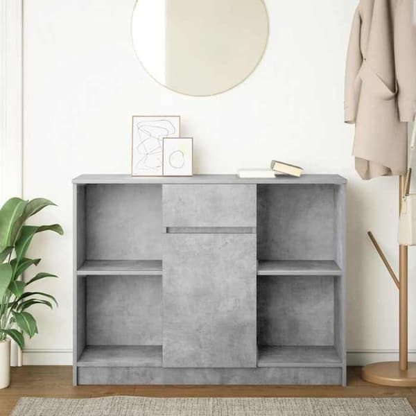 Maison Exclusive - Buffet med grå beton skuffe 101x35x76 cm ingeniørtræ