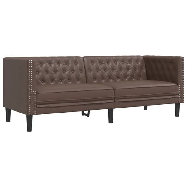 Maison Exclusive - Chesterfield soffa 3-sits brun konstläder