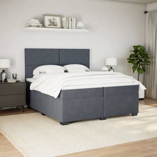 Maison Exclusive - Sänkylaatikko ja harmaa samettimatrassi 200x200cm