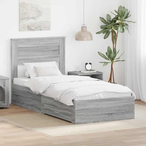 Maison Exclusive - Sängram Grå Sonoma 90 x 190 cm Ingenjörsträ