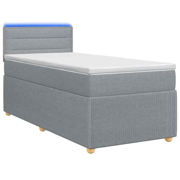 Maison Exclusive - Boxspring säng med madrass Ljusgrå 90 x 200 cm Tyg