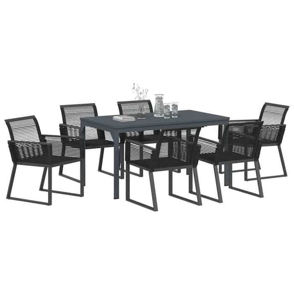 Maison Exclusive - 7 pc have spisebordssæt i sort polyrotin Svart
