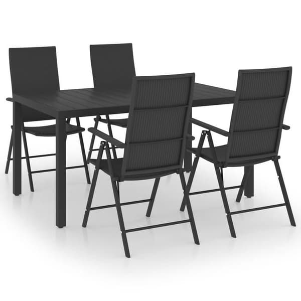 Maison Exclusive - 5-osainen musta puutarhakalustesarja Svart