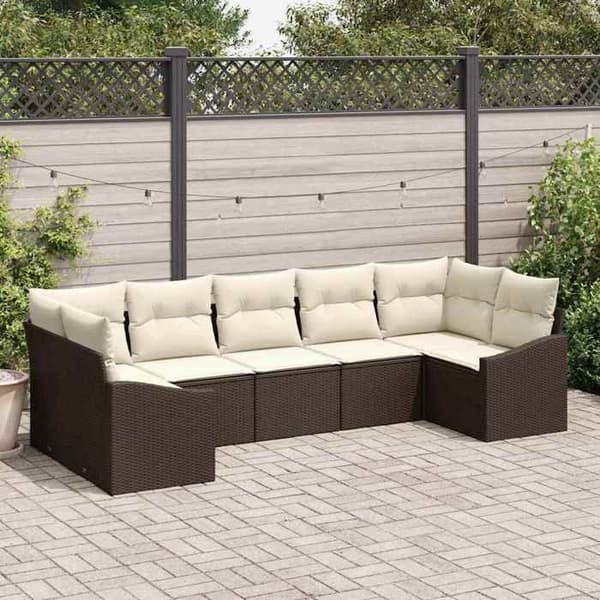 Maison Exclusive - 7-delars soffgrupp i brun polyrotin brun