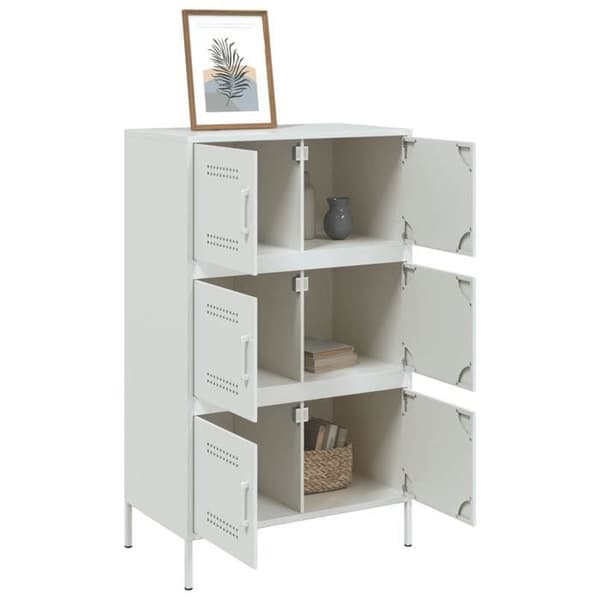 Maison Exclusive - Hvid buffet 68x39x113 cm stål Vit