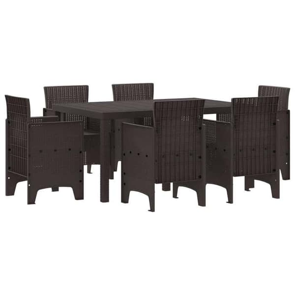 Maison Exclusive - 7 pc Rattan Polt havebordssæt til haven i brun