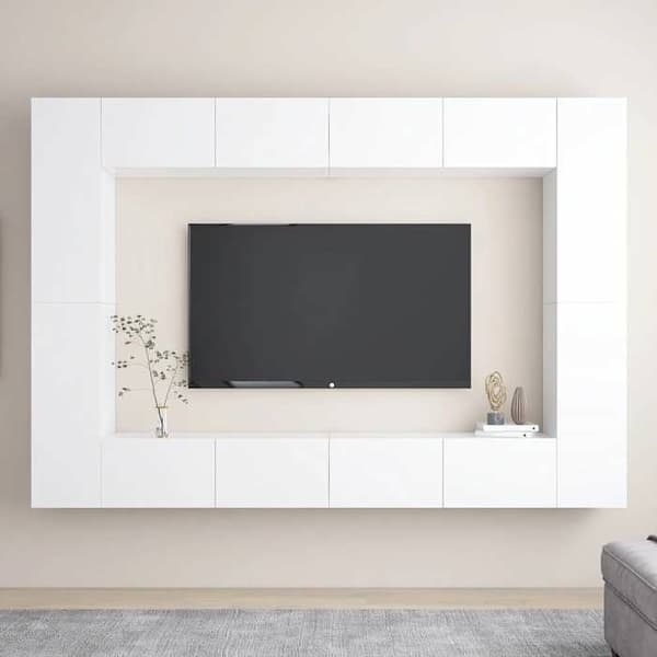 Maison Exclusive - TV-möbelset 8 delar Vit Ingenjörsträ Matt vit