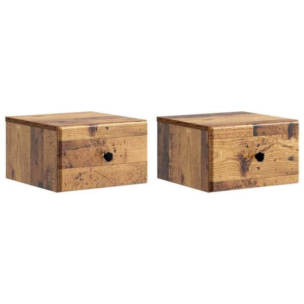 Maison Exclusive - Väggmonterad nattduksbord 2 st Antik trä 34,5 x 33 x 20 cm