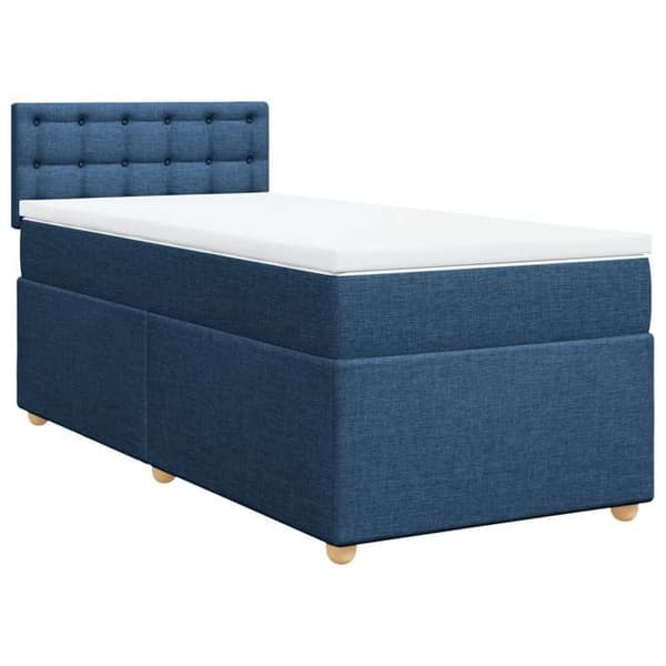 Maison Exclusive - Seng med lameller og madras Blå 100x200 cm Stof