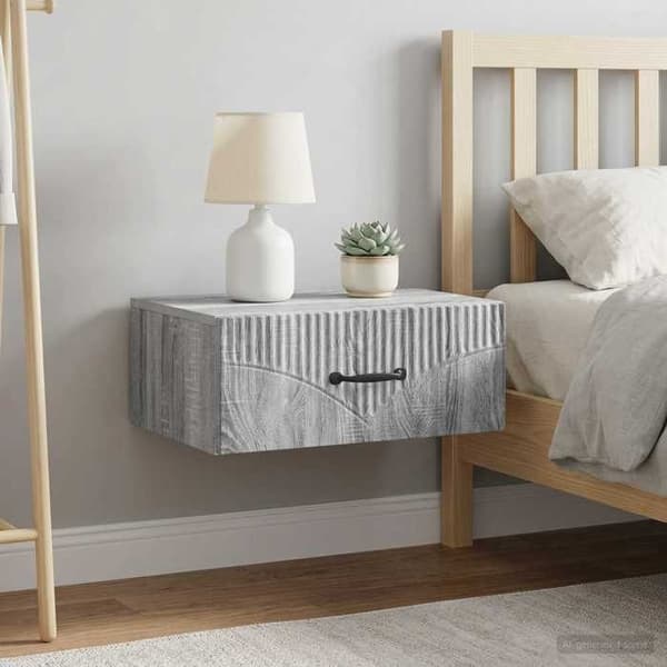 Natskab - EKSKLUSIV HUS - Sonoma grå (sæt af 2) - Spånplader - 1 skuffe + hylde - 49x34,5x20 cm Sonoma grå