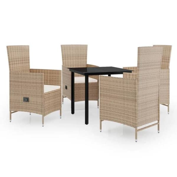 Maison Exclusive - Puutarhakalusteryhmä tyynyillä 5 kpl Beige