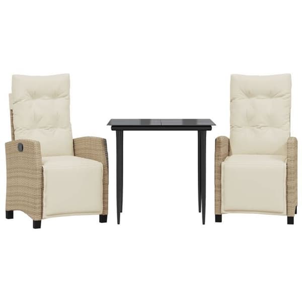 Maison Exclusive - Puutarhakalusteryhmä ja tyynyt 3 kpl Beige polyrottinki