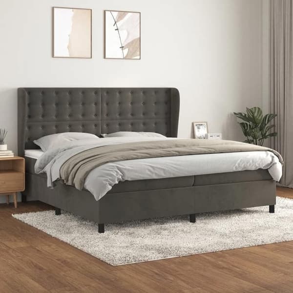 Maison Exclusive - Sänkylaatikko ja harmaa samettimatrassi 200x200cm