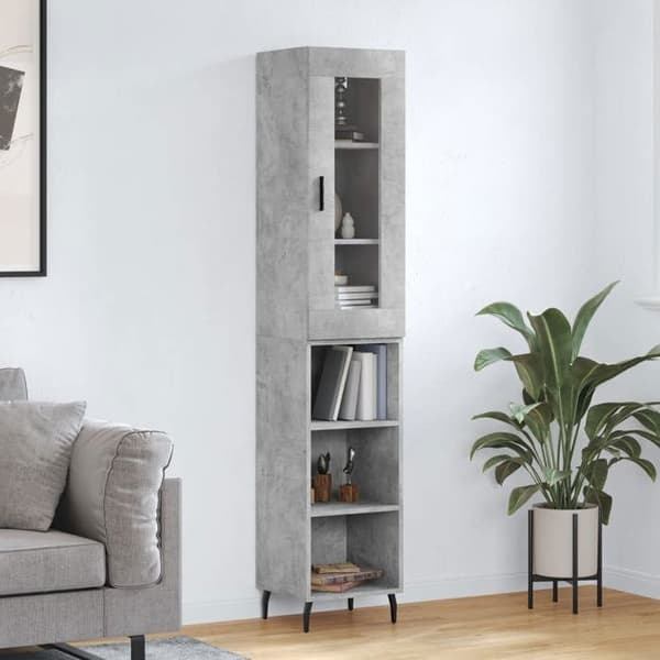 Maison Exclusive - Buffé hög Grå betong 34,5x34x180 cm Ingenjörsträ