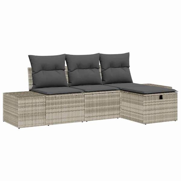 Trädgårdsmöbelset - EXKLUSIVT HUS - Modulär soffa 4 delar - Poly rattan - Modulär - Inbyggd förvaring
