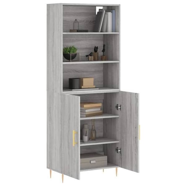 Maison Exclusive - Buffé hög Sonoma grå 69,5x34x180 cm Ingenjörsträ Sonoma grå