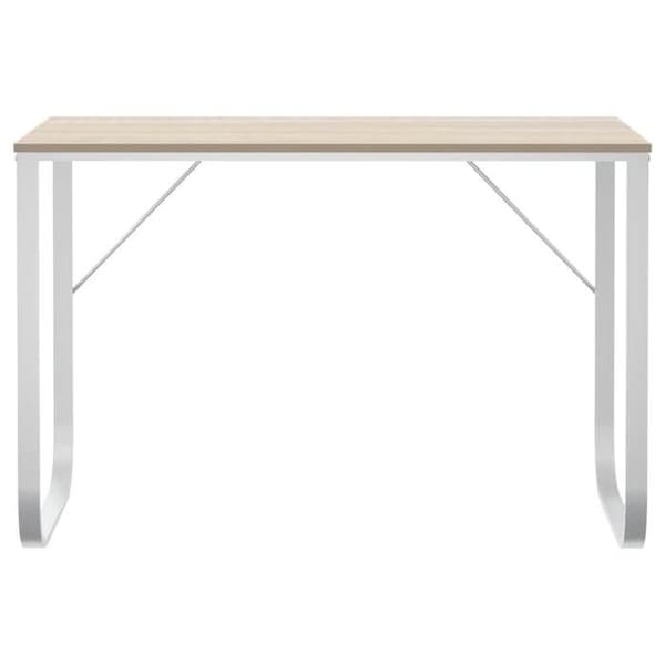 Maison Exclusive - Hvidt og egetræ computerbord 110x60x73 cm agglomereret
