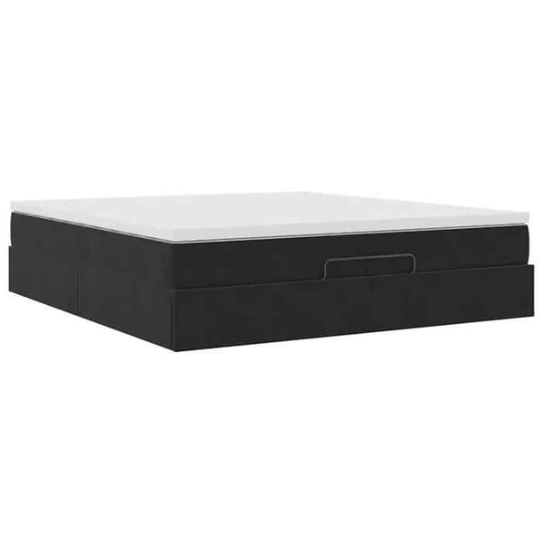 Maison Exclusive - Ottoman-seng med sort madras 200x200cm fløjl svart vit