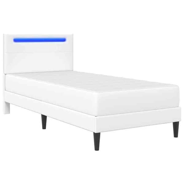 Maison Exclusive - Sängram med LED-lampor Vit 100 x 200 cm Syntetläder