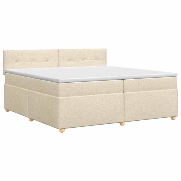 Sängboxspring - MAISON EXCLUSIVE - Sängboxspring - 200 x 200 cm - Crème tyg - Medium fasthet madrass Grädde