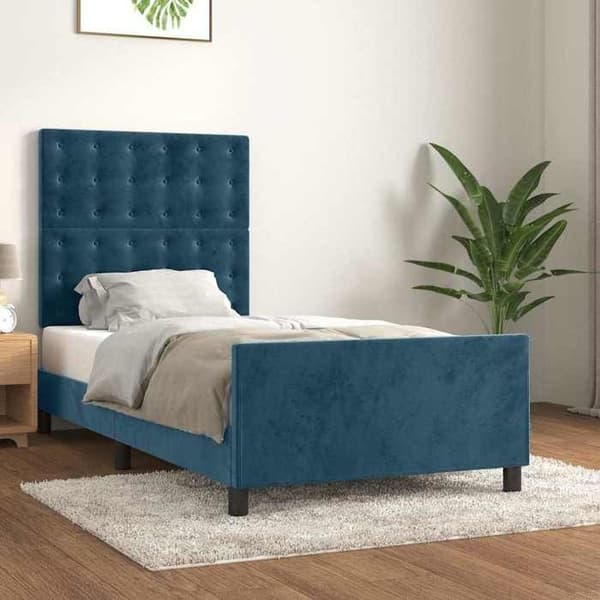 Maison Exclusive - Sängram utan madrass mörkblå 100x200 cm sammet