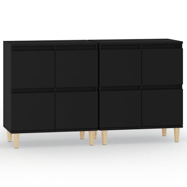 Sideboards 2 st svart 60x35x70 cm konstruerat trä