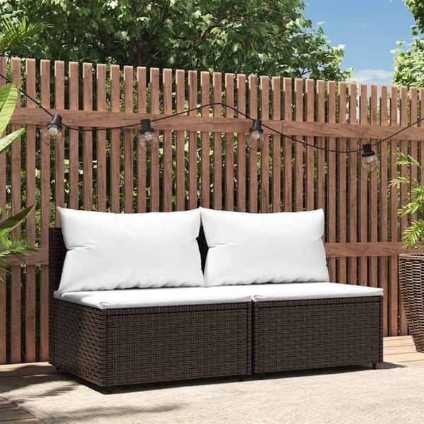 Maison Exclusive - Centrala trädgårdskuddar 2 st bruna flätade resin brun