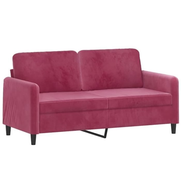 2-personers sofa med bordeaux puder 140 cm fløjl80 [cm] Röd