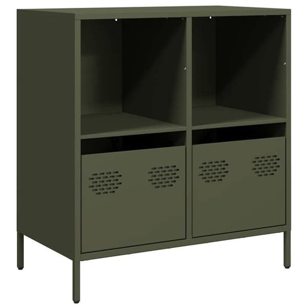Maison Exclusive - Buffé grön oliv 68x39x73,5 cm kallvalsat stål