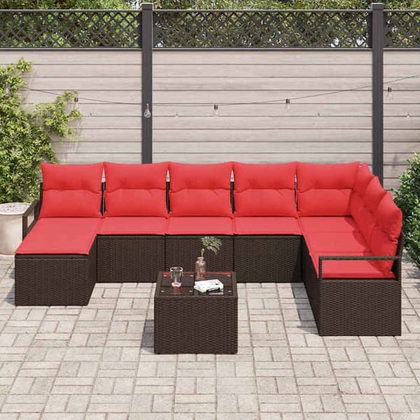 Maison Exclusive - Sæt af 9 pc Sofaer Brun og Rød Polyrotin
