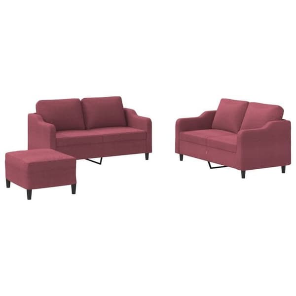 Maison Exclusive - Sæt af 3 sofaer med puder i Bordeaux rød stof