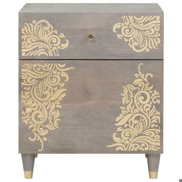 Nattduksbord - MAISON EXCLUSIVE - Maison Exclusive - Massivt mangoträd - Grå - 50×33×60 cm Grå
