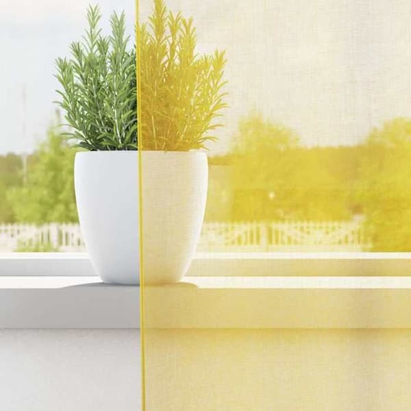 Verho - MAISON EXCLUSIVE - 2 kpl - Renkaat - Keltainen - 100% polyesteri gul