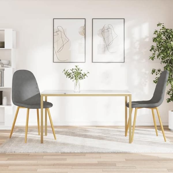 Maison Exclusive - Matstolar set om 2 Ljusgrå Sammet Ljusgrått