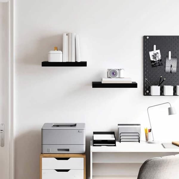 Maison Exclusive - Væghængt hylde 2 stk Sort blank 40x23,5x3,8 cm MDF