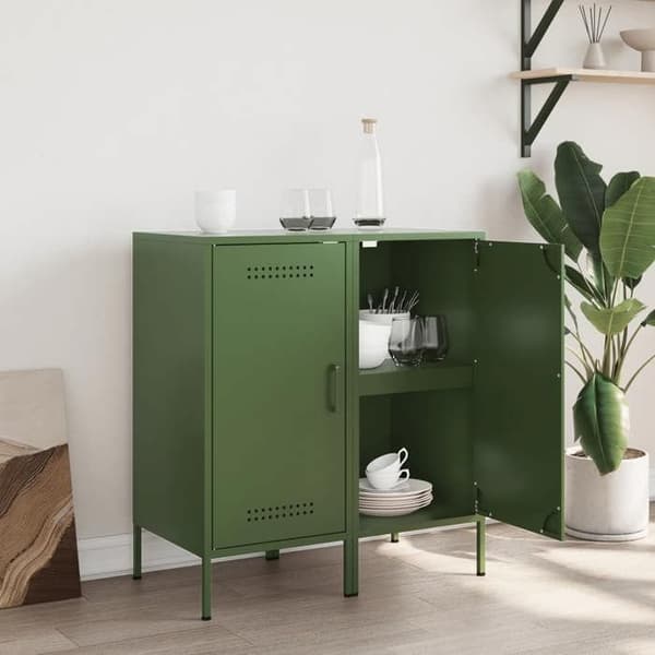 Maison Exclusive - Bufféer 2 st olivgrön 36x39x79 cm stål