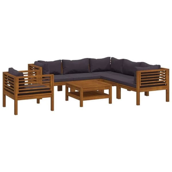Maison Exclusive - Havegruppe 7 stk med pude i solid akacietræ