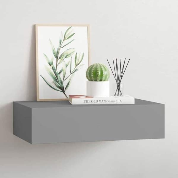 Maison Exclusive - Harmaa seinähylly laatikolla 40x23,5x10 cm MDF grå
