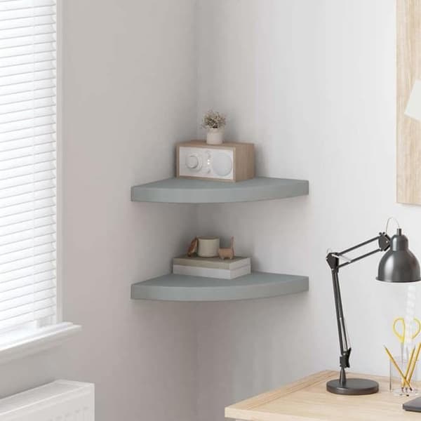 Maison Exclusive - Kulma kelluvat hyllyt 2 kpl harmaa 35x35x3,8 cm MDF grå