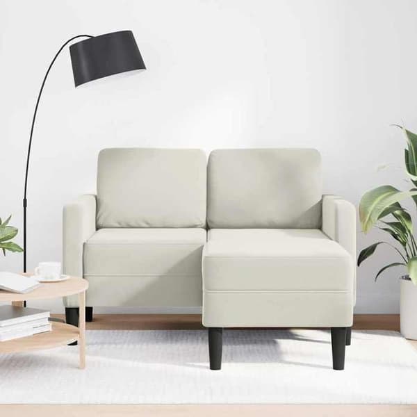 Soffa 2 platser - MAISON EXCLUSIVE - Maison Exclusive - krämfärgad sammet - integrerad divan - 125 cm