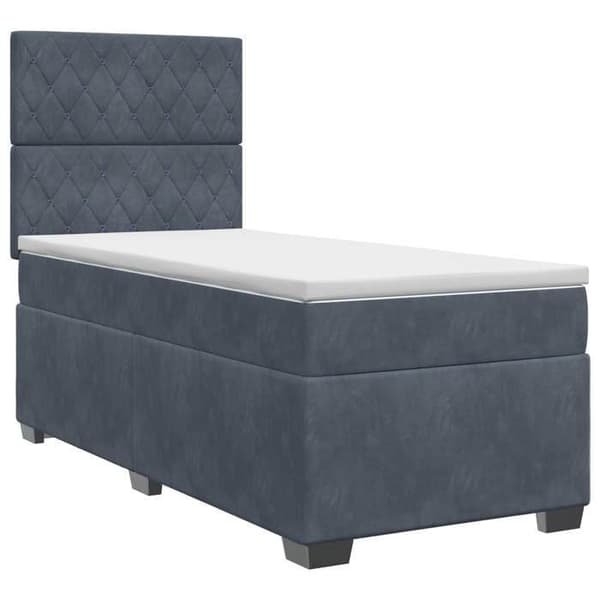 Maison Exclusive - Boxspring-sänky tummanharmaalla patjalla 90 x 200 cm Sametti Mörkgrå