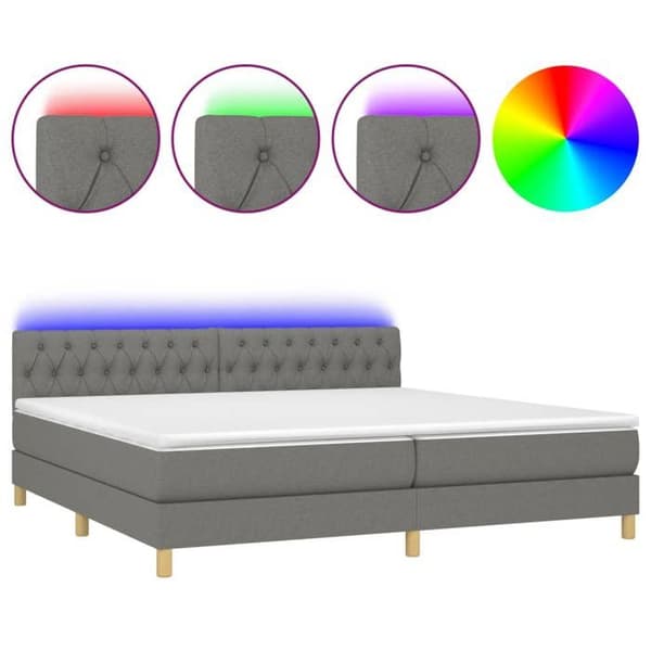 Maison Exclusive - Sengebund med lameller og madras samt LED mørkegrå 200x200 cm