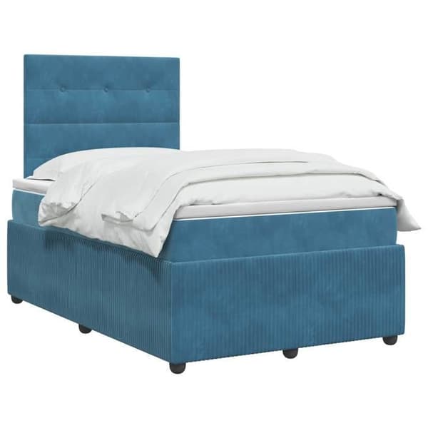 Maison Exclusive - Boxspring seng med madras Blå 120 x 190 cm Velour Blå