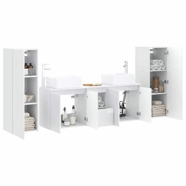 Maison Exclusive - 5-delars badrumsinredning i blankt vitt
